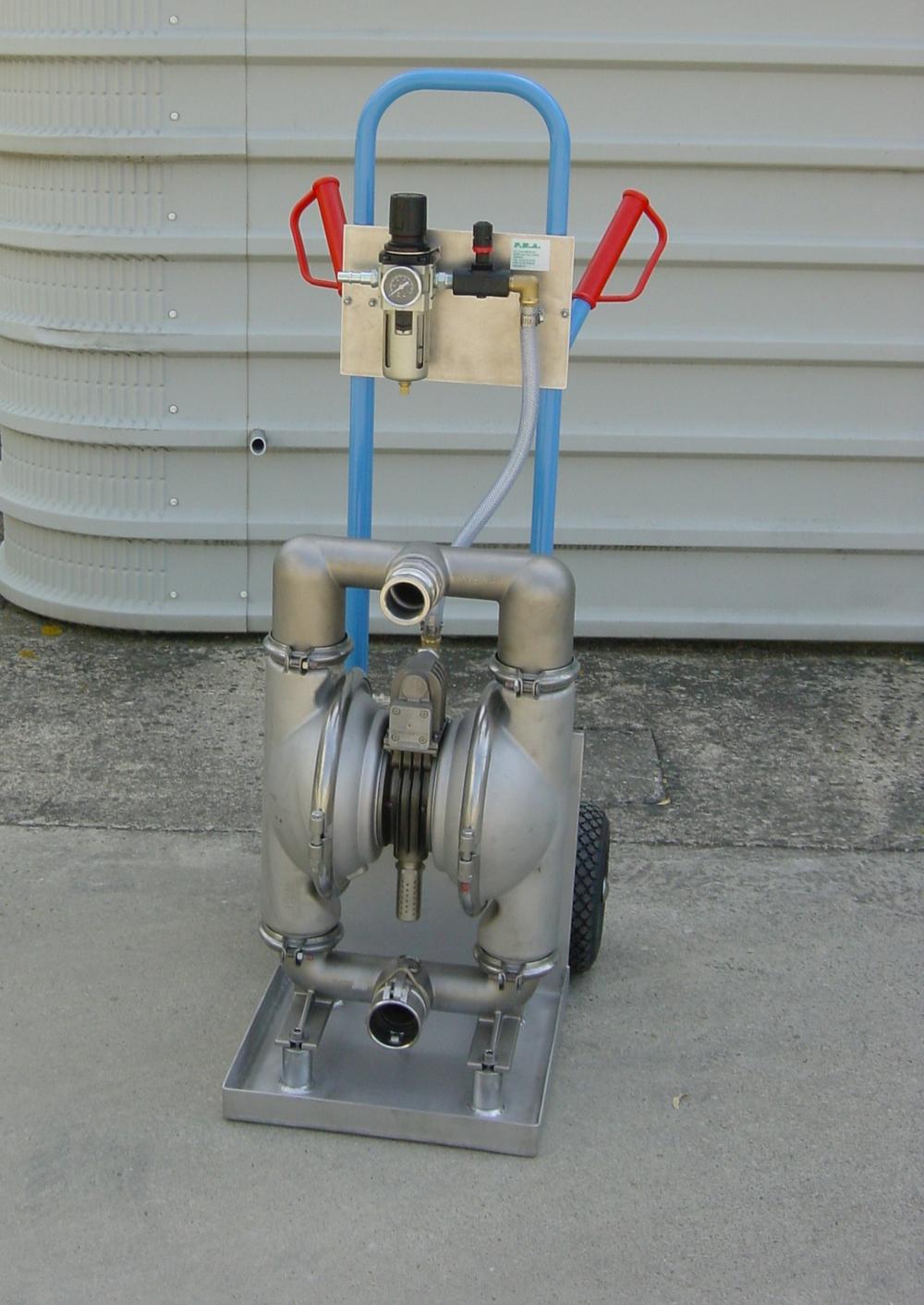 Air operated diaphragm pump on trolley - E2 INOX / EPDM - 