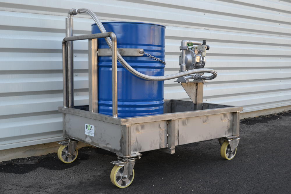 AODDP drum pump with trolley - Pompe à membranes vide fûts sur chariot