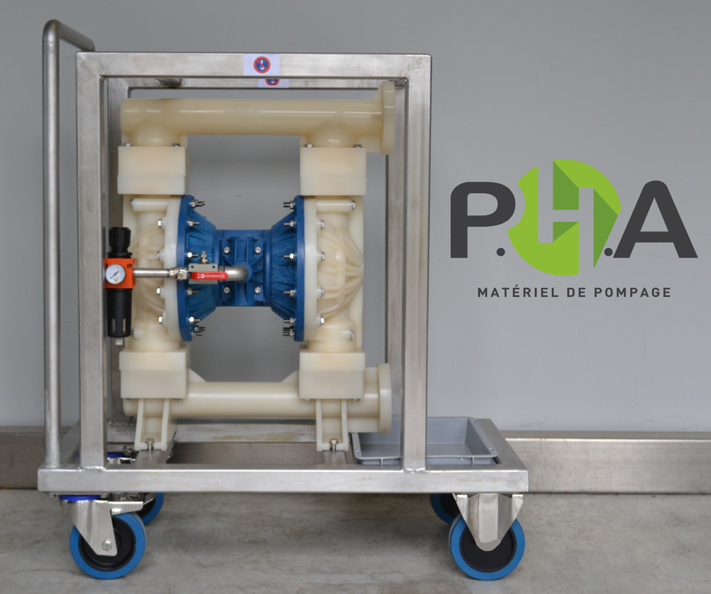 Pompe pneumatique à membranes - Pompe PHA'R avec bac