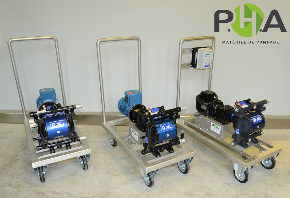 3 Electric pumps on trolleys - Pompes électriques GRACO